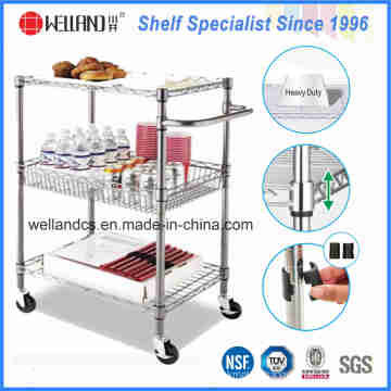 NSF Chrome Metal Wire Kitchen Food Storage Cart Trolley